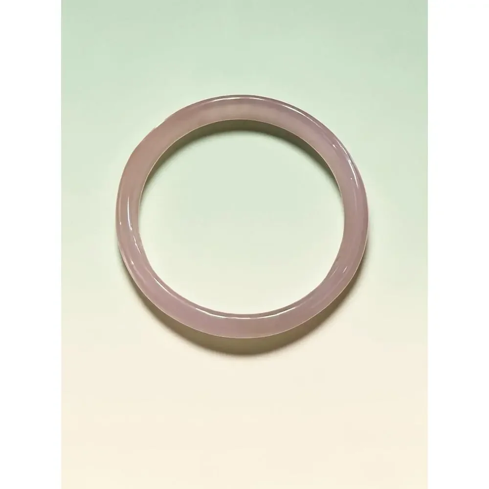 Vintage Rose Quartz Translucent Pink Stone Bangle Bracelet Minimalist 10